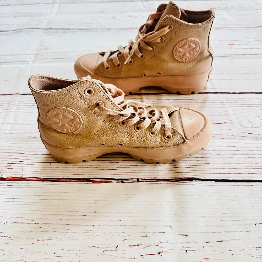 High-Top Platform Dusty Rose Converse - Leather Size 7